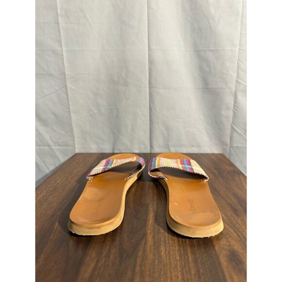 Madewell Sandals Womens 8 Colorful Maddie Slide Flat Casual Woven Rainbow Plaid - Picture 5 of 6
